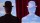 A person in a bowler hat stands before red curtains; next to them is a silhouette with a sky and clouds pattern matching the background.